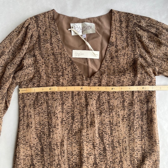 Rory Beca Snakeskin Georgette Silk Shift Dress Long Sleeve V-Neck Cocktail Small - Picture 8 of 9